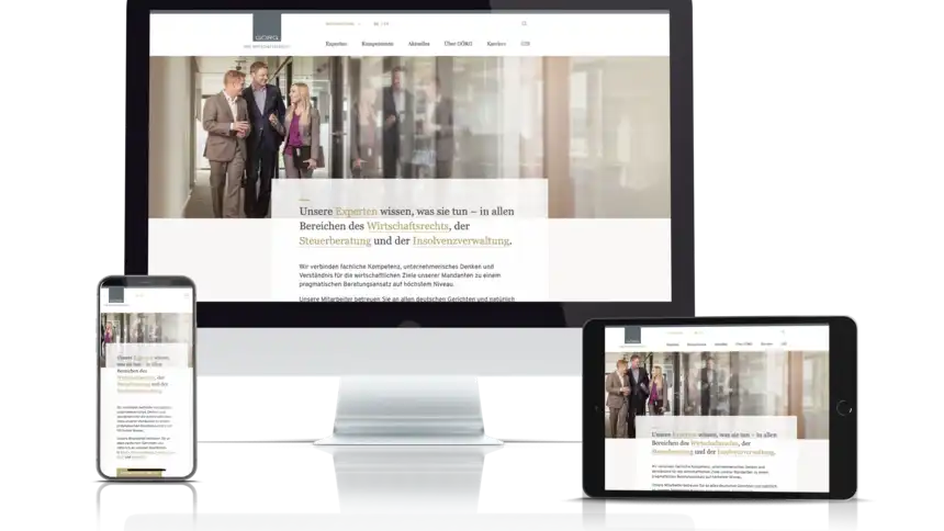 Die Website von Görg auf verschiedenen Endgeräten
